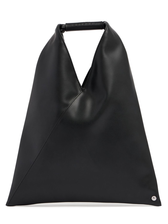 MM6 Maison Margiela: Petit sac cabas japonais en simili-cuir - Noir - women_0 | Luisa Via Roma