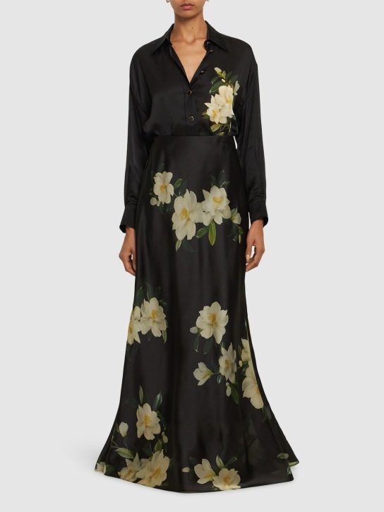 Zimmermann: Harmony floral flared silk maxi skirt - Multi/Black - women_1 | Luisa Via Roma