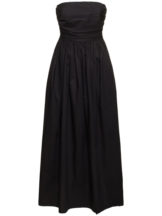 Matteau: Strapless cotton maxi dress - Black - women_0 | Luisa Via Roma