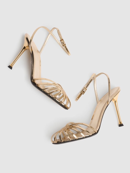 Alevì: 95mm Ally mirror leather pumps - Gold - women_1 | Luisa Via Roma
