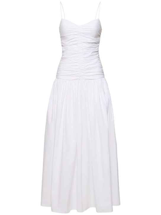 Matteau: Gathered cotton long dress - White - women_0 | Luisa Via Roma