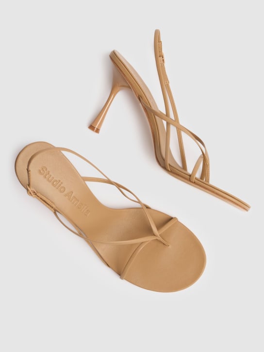 Studio Amelia: 90mm Wishbone leather sandals - Beige - women_1 | Luisa Via Roma