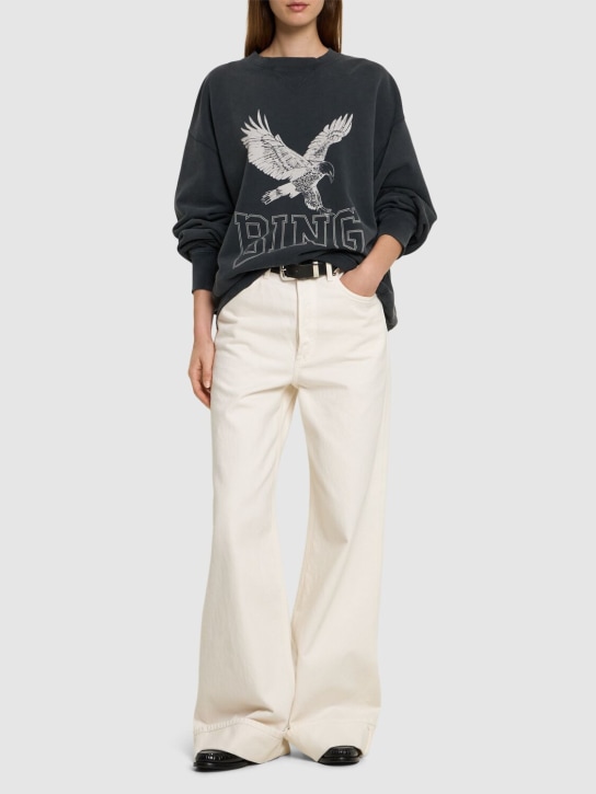 ANINE BING: Alto Retro eagle cotton sweatshirt - Black - women_1 | Luisa Via Roma