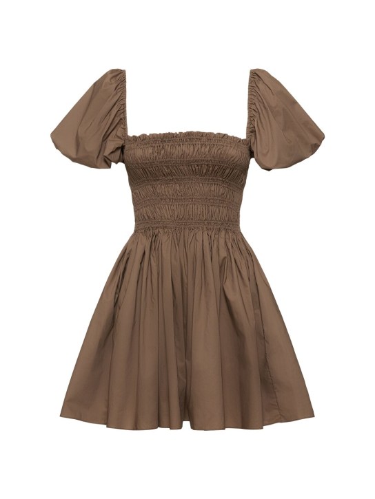 Matteau: Ruffled cotton mini dress - Brown - women_0 | Luisa Via Roma