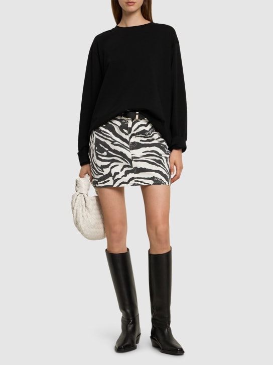 Rotate: Nela zebra print denim mini skirt - Black/White - women_1 | Luisa Via Roma