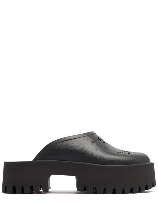 Gucci: 55mm Elea perforated G platform sandals - Siyah - women_0 | Luisa Via Roma