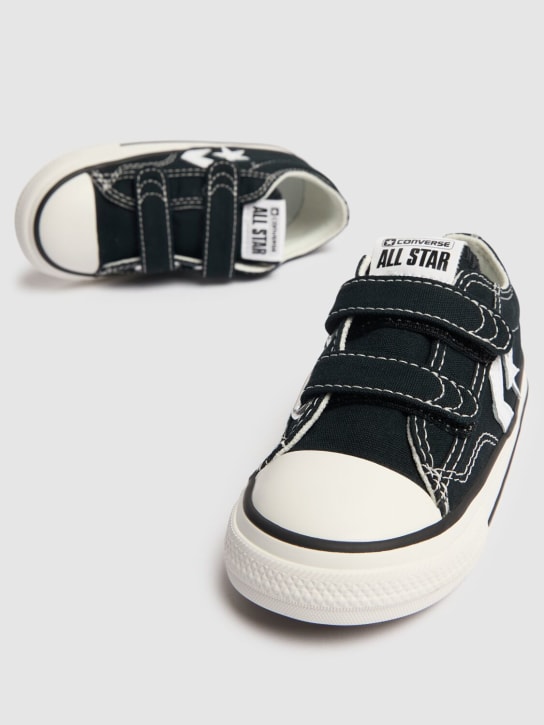 Converse: Sneakers in tela di cotone con strap - Nero - kids-girls_1 | Luisa Via Roma