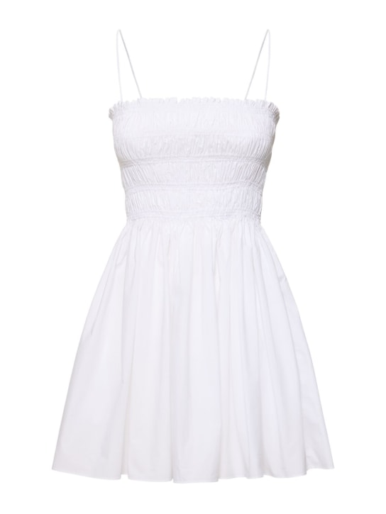 Matteau: Gathered cotton mini dress - White - women_0 | Luisa Via Roma