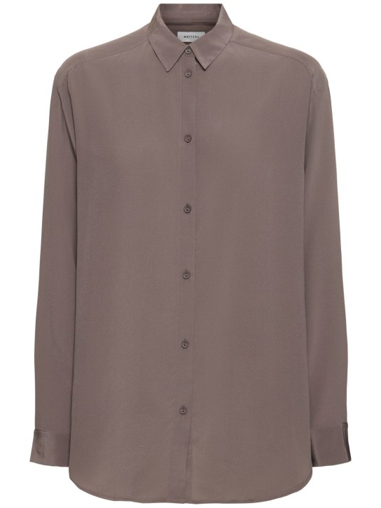 Matteau: Silk long sleeve shirt - Taupe Grey - women_0 | Luisa Via Roma
