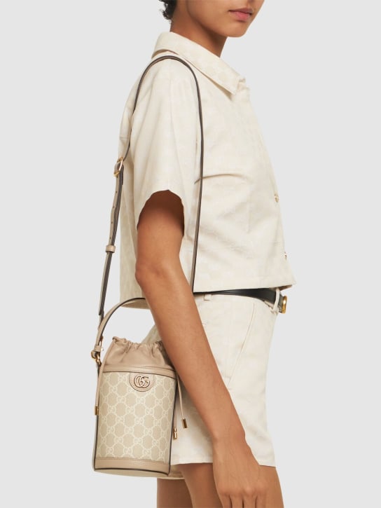 Gucci: Mini Ophidia GG Supreme bucket bag - Beige - women_1 | Luisa Via Roma