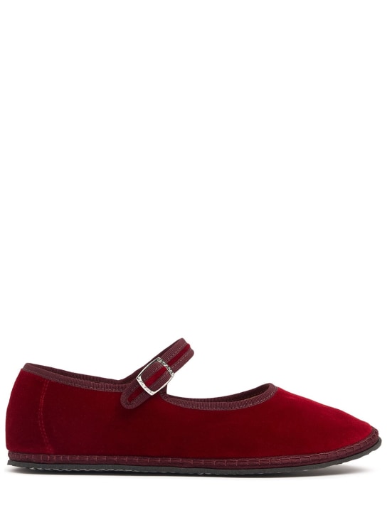 Vibi Venezia: 10mm Mary Jane Cherry velvet slippers - Red/Dark Red - women_0 | Luisa Via Roma