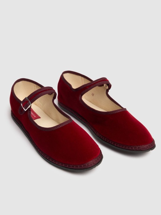 Vibi Venezia: 10mm Mary Jane Cherry velvet slippers - Red/Dark Red - women_1 | Luisa Via Roma