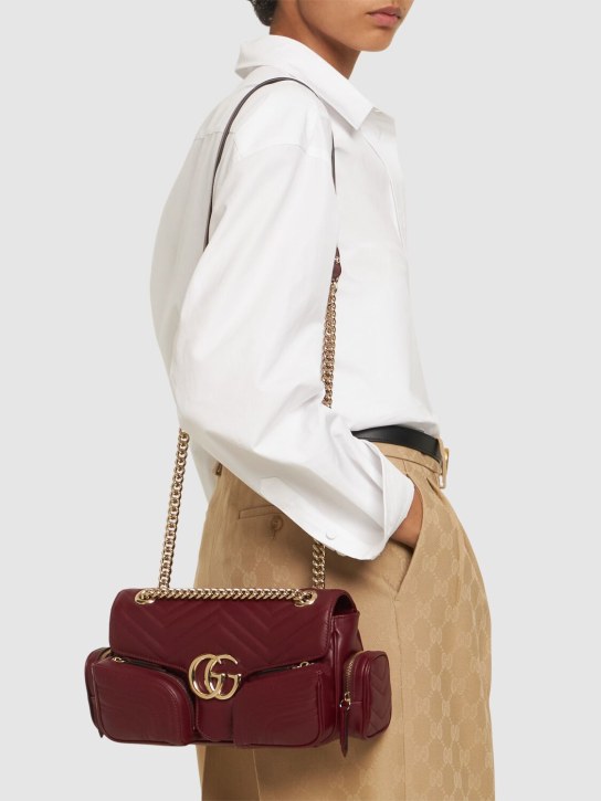 Gucci: GG Marmont leather shoulder bag - Rosso Ancora - women_1 | Luisa Via Roma