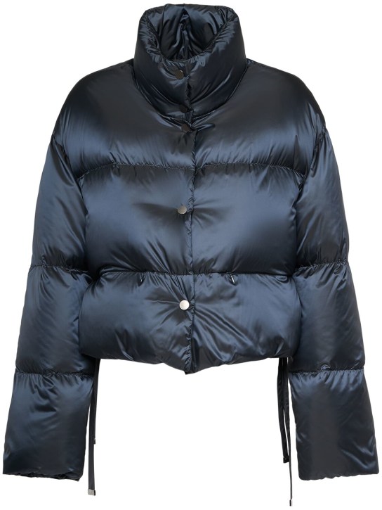 Max Mara: Tredi waterproof nylon down short jacket - Dark Blue - women_0 | Luisa Via Roma