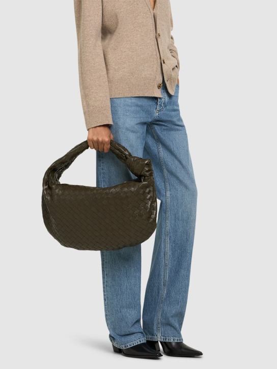 Bottega Veneta: Small Jodie leather shoulder bag - Khaki - women_1 | Luisa Via Roma