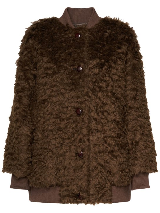 Weekend Max Mara: Agiate furry short coat - Brown - women_0 | Luisa Via Roma