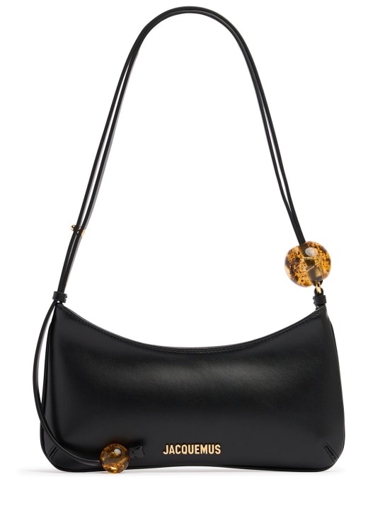 Jacquemus: Le Bisou Perle smooth leather bag - Black - women_0 | Luisa Via Roma