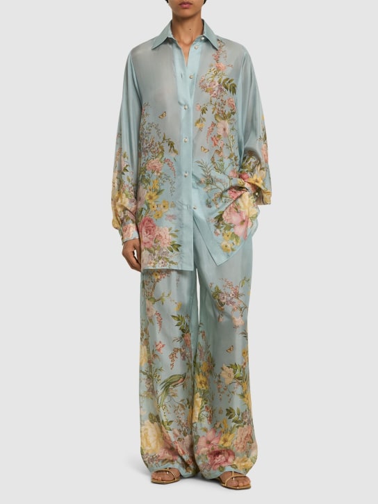 Zimmermann: Waverly printed silk relaxed shirt - Blue/Multi - women_1 | Luisa Via Roma