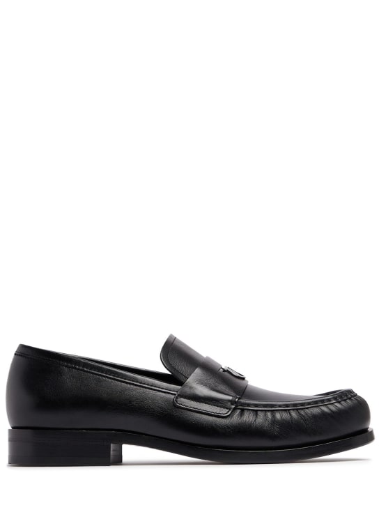 Ferragamo: Delmo leather loafers - Black - men_0 | Luisa Via Roma