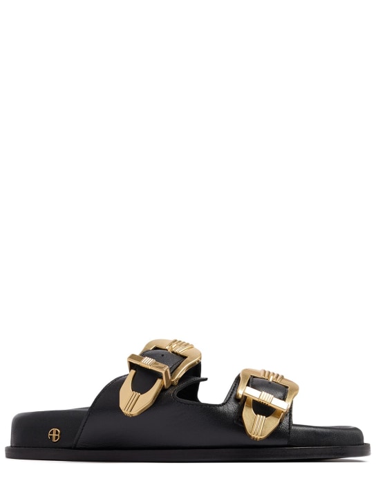 ANINE BING: 10mm Waylon leather sandals - Siyah - women_0 | Luisa Via Roma