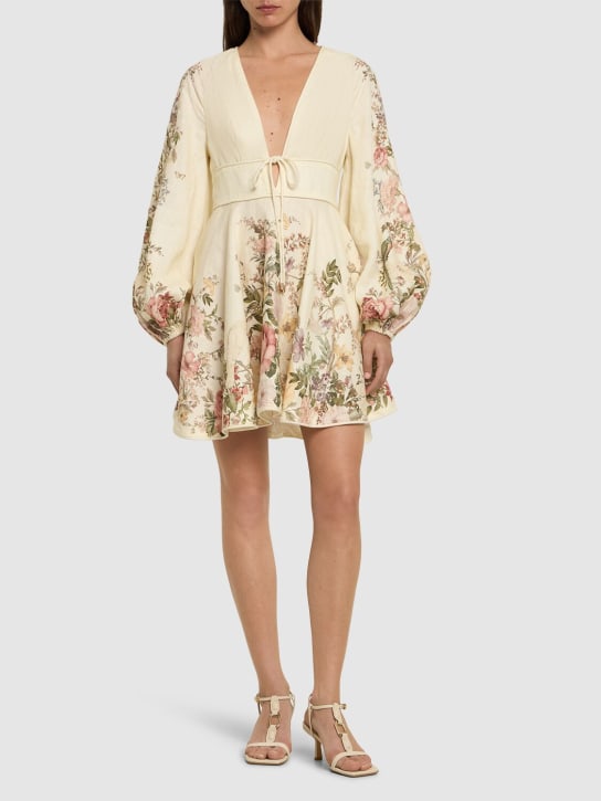 Zimmermann: Waverly linen printed mini dress - Cream/Multi - women_1 | Luisa Via Roma