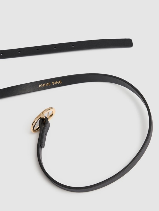 ANINE BING: Mini Signature Link leather belt - Black - women_1 | Luisa Via Roma