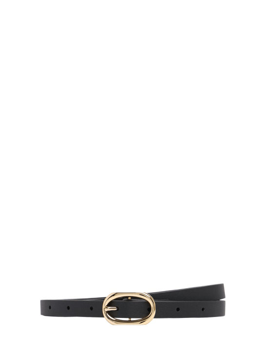 ANINE BING: Mini Signature Link leather belt - Black - women_0 | Luisa Via Roma
