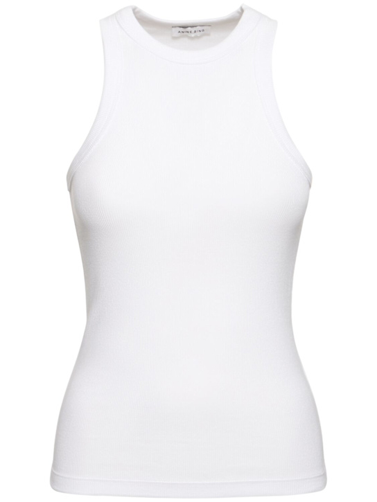 ANINE BING: Eva ribbed cotton jersey tank top - women_0 | Luisa Via Roma