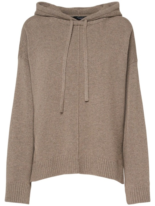 Weekend Max Mara: Jerez hooded wool blend sweater - Brown - women_0 | Luisa Via Roma