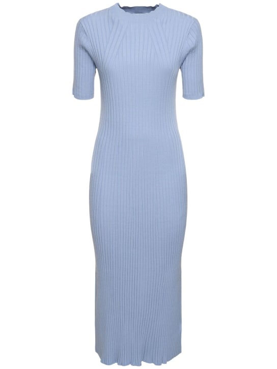 Varley: Maeve Aria rib knit midi dress - Ashley Blue - women_0 | Luisa Via Roma