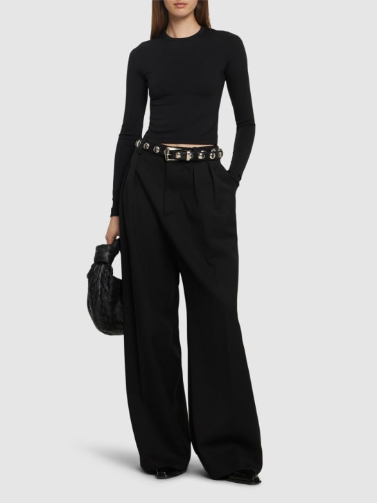 Wardrobe.nyc: Pantalón de talle bajo de lana con pinzas - Negro - women_1 | Luisa Via Roma