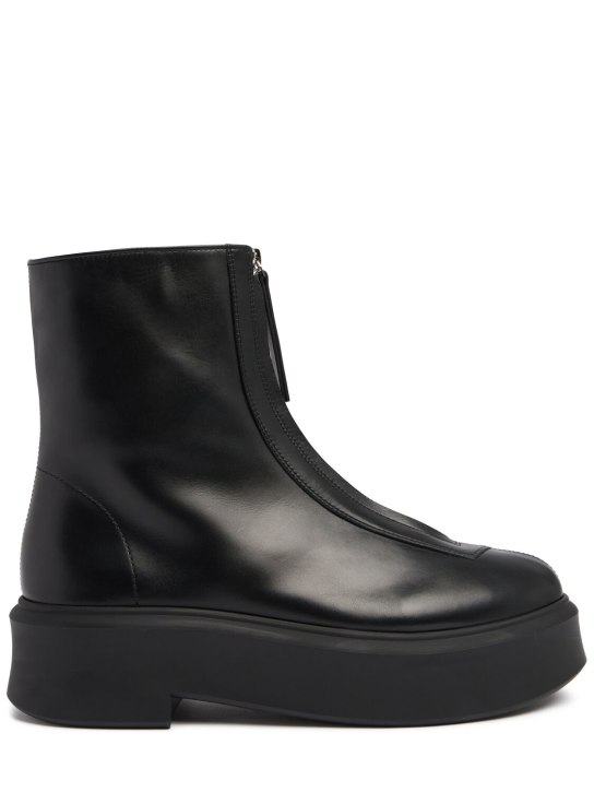 The Row: 50mm Zipped leather ankle boots - Siyah - women_0 | Luisa Via Roma