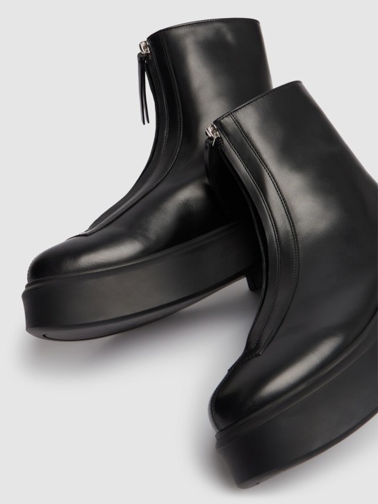 The Row: 50mm Zipped leather ankle boots - Black - women_3 | Luisa Via Roma