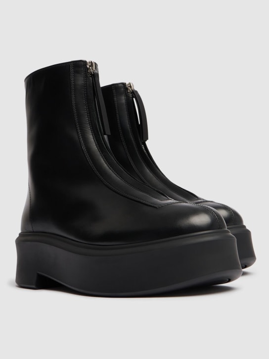 The Row: 50mm Zipped leather ankle boots - Black - women_2 | Luisa Via Roma