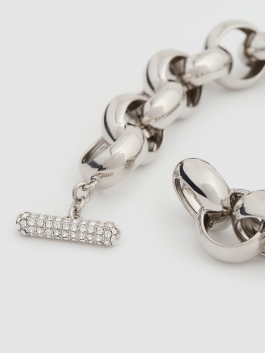 Marni: Chunky chain necklace w/ crystals - Gümüş - women_1 | Luisa Via Roma