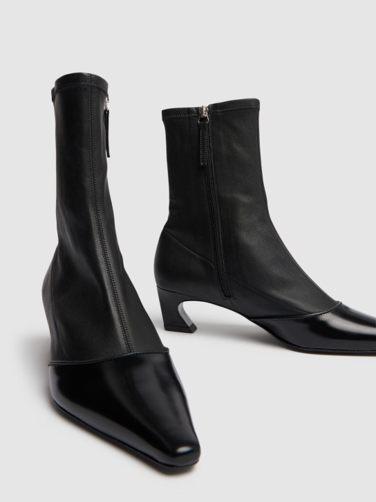 Acne Studios: 45mm Bano leather ankle boots - Black - women_1 | Luisa Via Roma