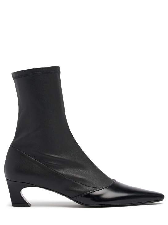 Acne Studios: 45mm Bano leather ankle boots - Siyah - women_0 | Luisa Via Roma