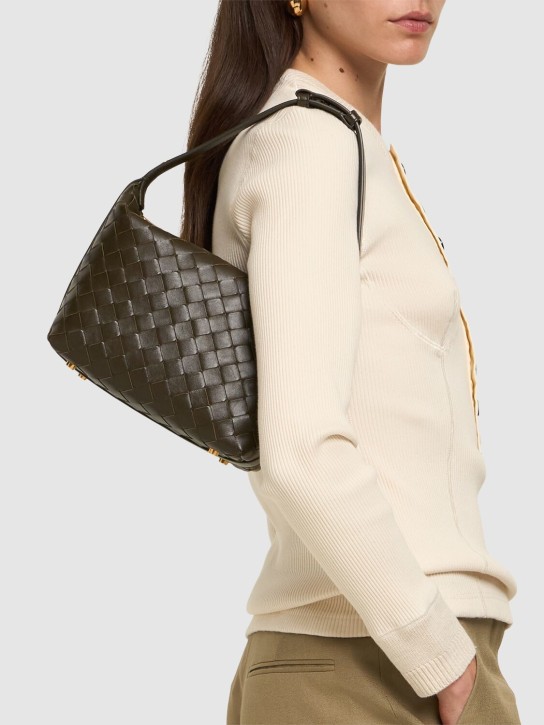 Bottega Veneta: Mini Wallace leather shoulder bag - Khaki - women_1 | Luisa Via Roma