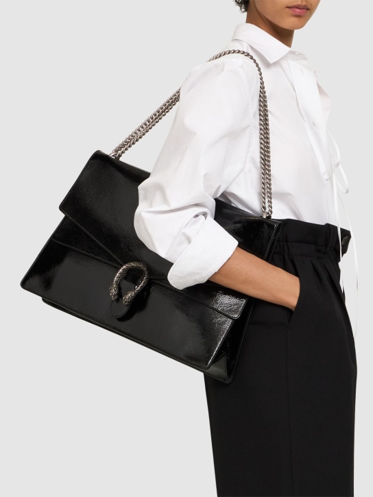 Gucci: Dionysus leather shoulder bag - 黑色 - women_1 | Luisa Via Roma