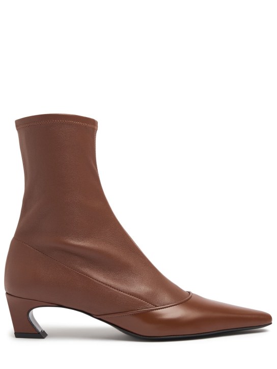 Acne Studios: 45mm Bano leather ankle boots - Kahverengi - women_0 | Luisa Via Roma