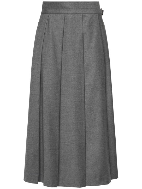 Weekend Max Mara: Palk pleated wool blend midi skirt - Grey - women_0 | Luisa Via Roma