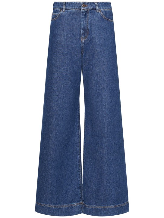 Weekend Max Mara: Jeans anchos de denim - Azul - women_0 | Luisa Via Roma