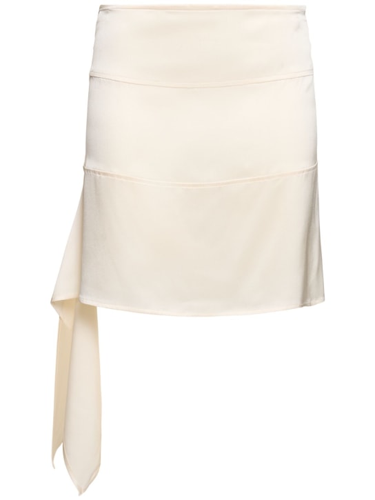 Ferragamo: Stretch silk satin mini skirt - Ivory - women_0 | Luisa Via Roma