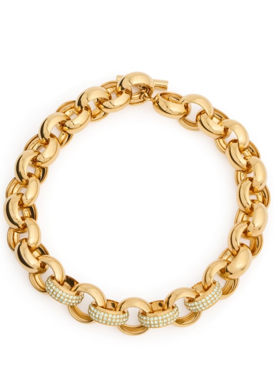 Marni: Chunky chain necklace w/ crystals - Gold/Crystal - women_0 | Luisa Via Roma