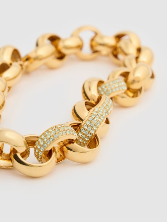 Marni: Chunky chain necklace w/ crystals - Gold/Crystal - women_1 | Luisa Via Roma