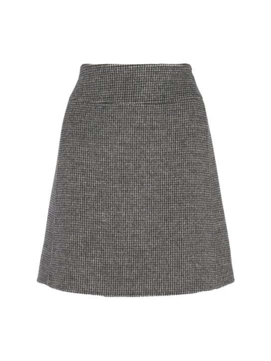 'S Max Mara: Stone wool blend houndstooth mini skirt - Grey/Black - women_0 | Luisa Via Roma