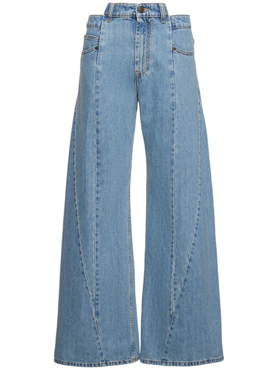 Maison Margiela: Asymmetric wide leg cotton denim jeans - Kot - women_0 | Luisa Via Roma