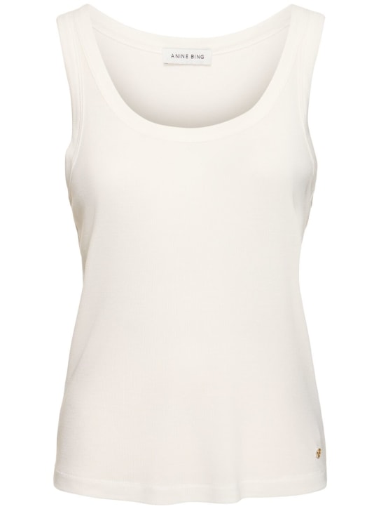 ANINE BING: Brine cashmere blend tank top - Off White - women_0 | Luisa Via Roma