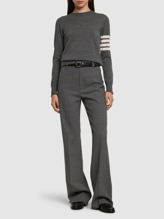 Thom Browne: Relaxed fit wool sweater - Gri - women_1 | Luisa Via Roma