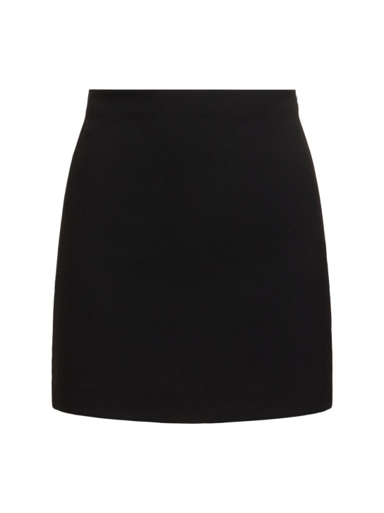 Matteau: Stretch wool crepe mini skirt - Black - women_0 | Luisa Via Roma